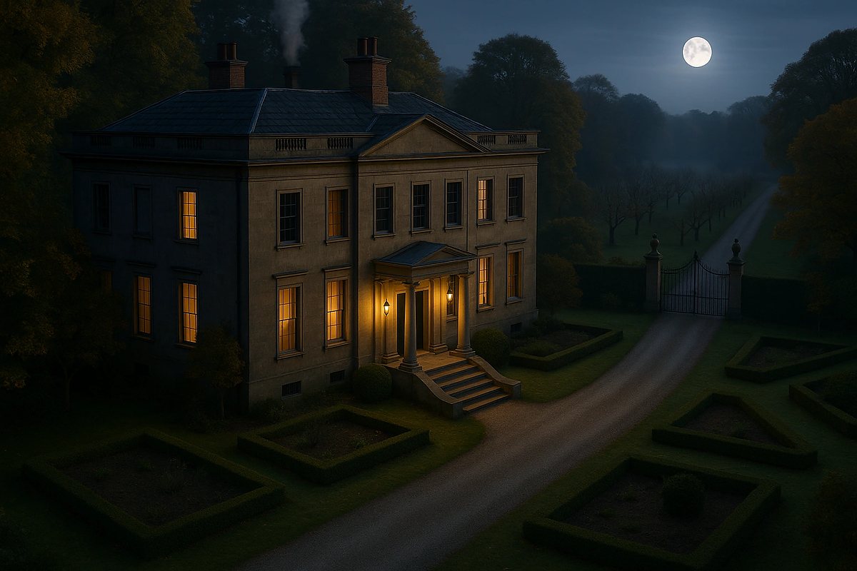 Harwood House at night