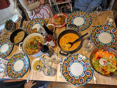 Massaman curry laid out on the table