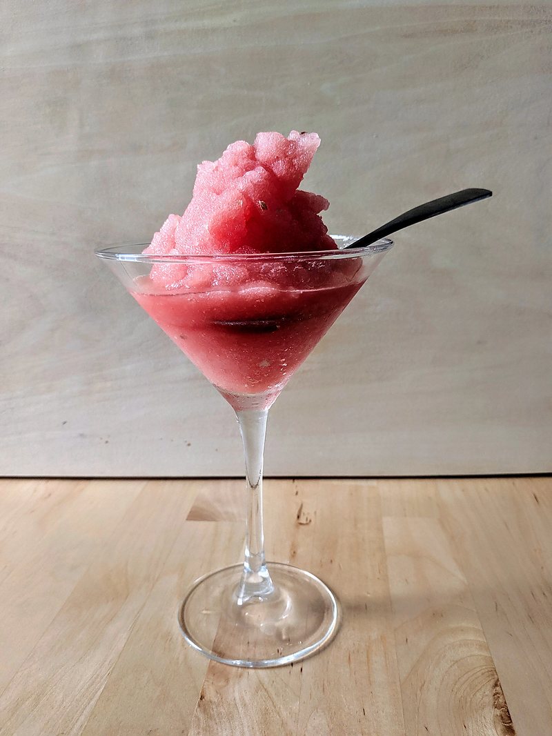 Watermelon sorbet in a glass